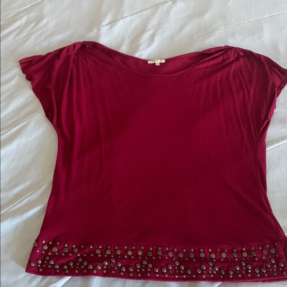 Matty M Red Boxy Embellished T-Shirt
